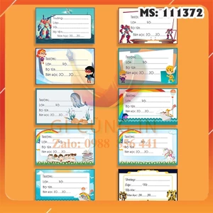 Set 20 Nhãn Vở Hình Ảnh Dễ Thương - Gì Cũng In - Decal Chống Thấm Nước