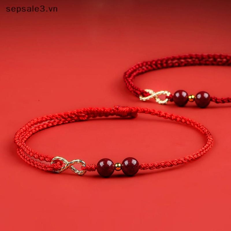 # sepsale # Vòng tay may mắn đơn giản thời trang dành cho nam giới Biểu tượng thủ công Vòng tay cặp đôi Cinnabar Vòng tay hạt Quà tặng.