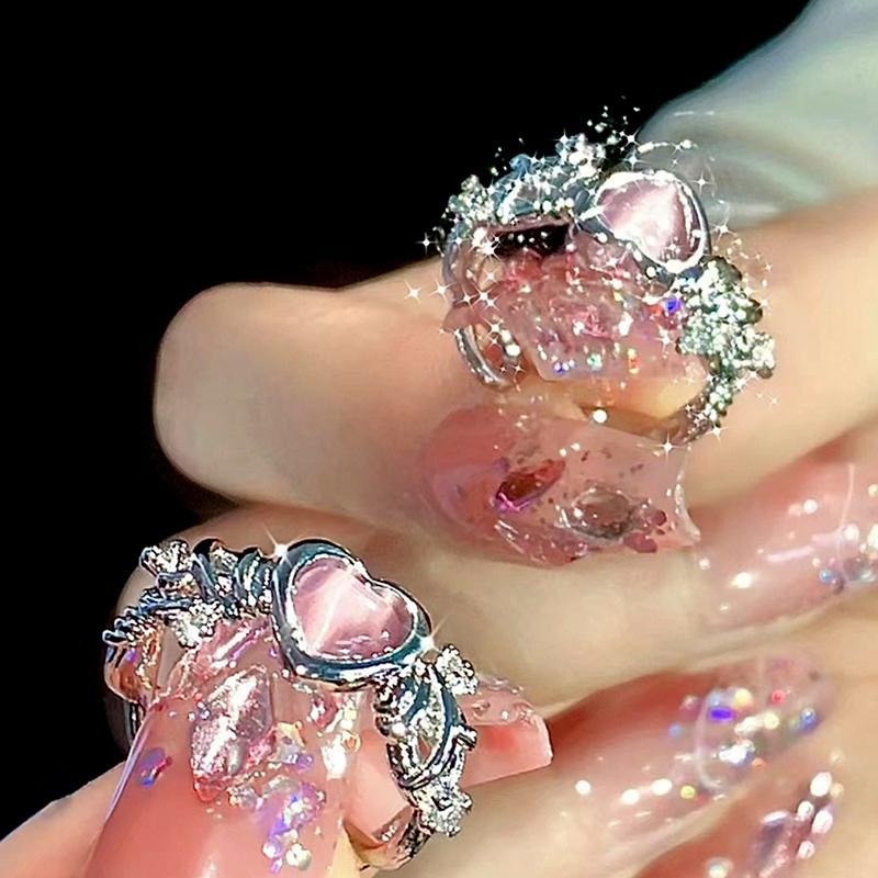 # sepsale # Nhẫn Trái Tim Thời Trang Mắt Đào Trái Tim Nữ Có Thể Điều Chỉnh Nhẫn Thời Trang Tinh Tế Tiệc Cưới Món Quà Trang Sức.