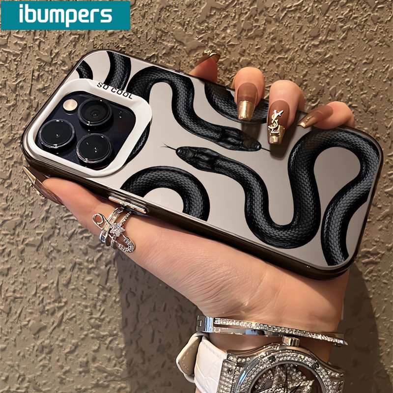 ibumpers Ốp Lưng IPhone Cool Thời Trang Họa Tiết Rắn Ốp Điện Thoại IMD Cứng Trơn Chống Bẩn Chống Sốc Cho IPhone 16 15 14 12 13 11 Pro Max