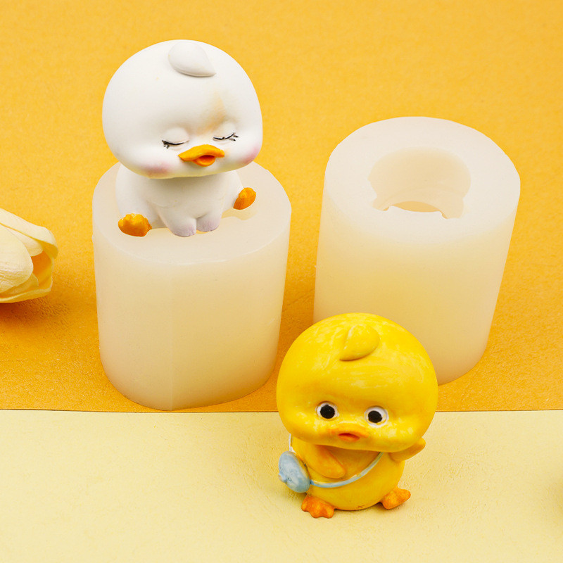 Hoạt Hình 3D Vịt Khuôn Silicon DIY Thạch Cao Handmade Thạch Cao Nhựa Khuôn Socola