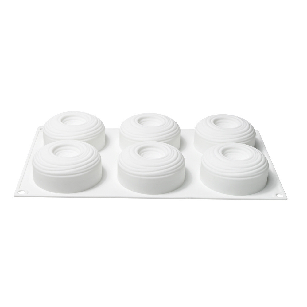 6 Khoang lõm hình Tornado khuôn silicon tròn nước ripple làm mousse, bánh chocolate, tráng miệng Pháp, thạch, nến thơm