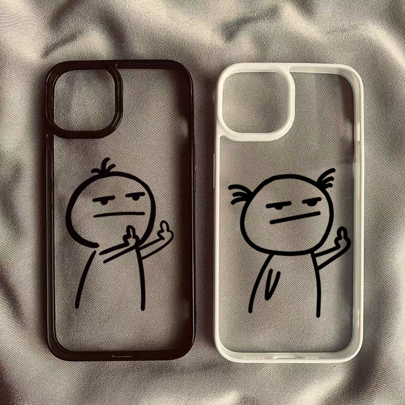Dành Cho iPhone 11 16 15 Pro Max 16e 14 11 12 13 15 Pro XR XS Max X 7 8 Plus SE2022 Hoạt Hình Stickman Ngộ nghĩnh Silicon Mềm Trong Suốt Chống Sốc