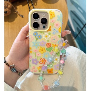 Sweet Girly 3D Nhiều Màu Sắc Hoa Vàng 2 Trong 1 Silicon Dây Đeo Tay Dây Chuyền Điện Thoại Cho iPhone 17Promax 12 13 14 15 16 Promax Chống Sốc Nữ Di Động