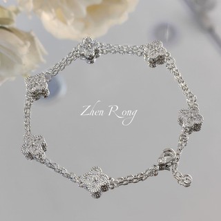Châu Âu Mỹ ins Phong Cách Mới Mini Hồng Fritillary Sáu Hoa Bốn Lá Vòng Tay Cỏ Ba Lá Nữ