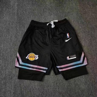 Quần short bóng rổ 2 lớp lót dưới gối phong cách Lakers X8L6