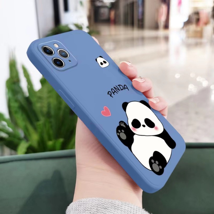 Ốp Điện Thoại Cho Redmi Note 14 Pro + Redmi 12C 10A K20Pro Redmi Note 7 8 ProCartoon Vỏ Gấu Trúc Dễ Thương Viền Vuông Mặt Sau TPU Mềm