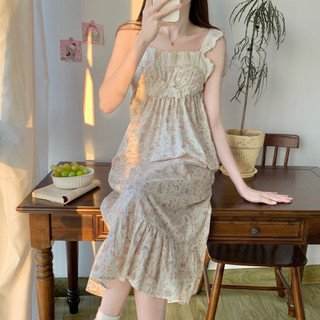 Size Lớn Váy Ngủ Nữ Ngọt Ngào Bộ Đồ Ngủ Có Miếng Lót Ngực Phong Cách Công Chúa Mùa Hè Váy Ngủ Hoa Xù Giữa Chiều Dài Bộ Đồ Ngủ Kích Thước Lớn Phụ Nữ Có Thể Mặc Bên Ngoài Homewear Sling Dress