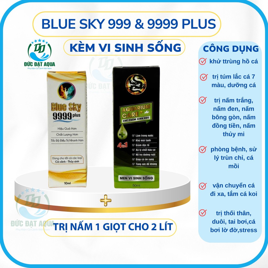 blue sky plus 999 & 9999 10ml, 50ml. 100ml Tặng 1 chai Vi Sinh Aquarium Care 50ml, 100ml, 250ml 9