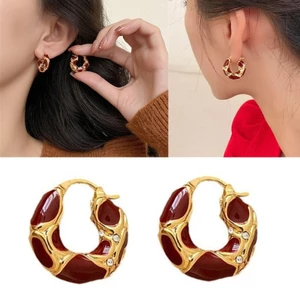 YOI Thời Trang Men Họa Tiết Da Báo Bông Tai Vòng Tròn Trang Sức Kim Loại Thoải Mái Để Mặc Hàng Ngày Và Những dịp Đặc Biệt
