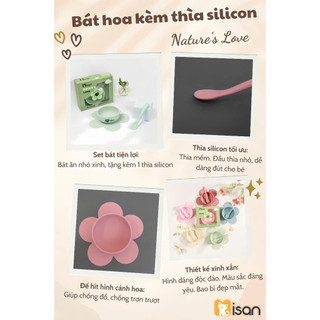 Set chén , Bát Hoa Ăn Dặm Kèm Muỗng Silicon Misan Xinh Xắn Cho Bé babyhome