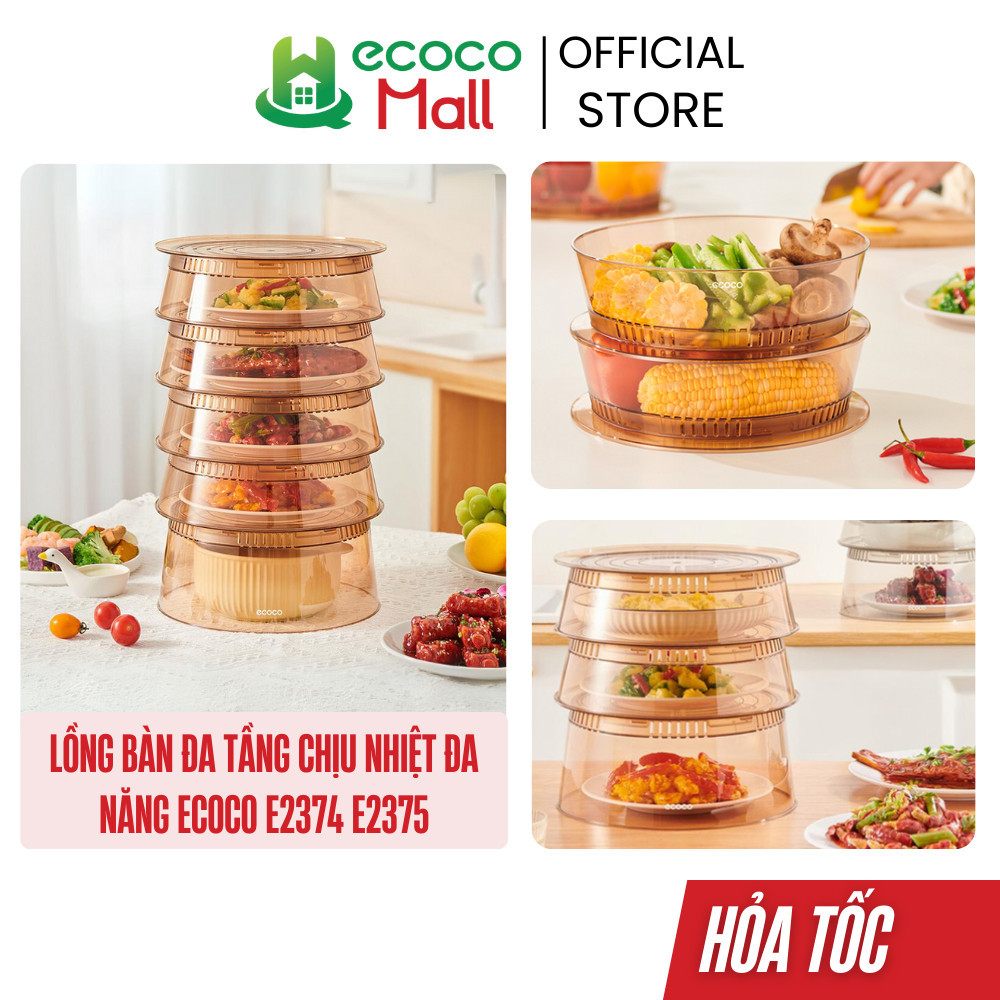 Lồng bàn đa tầng chịu nhiệt ECOCO đa năng Hộp đựng, bảo quản thực phẩm ...