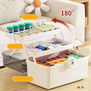 Hộp đựng thuốc JKDESIGN, Hộp đựng đồ trang sức bằng nhựa dung tích lớn, Hộp đựng thuốc di động nhiều lớp có thể gập lại Hộ gia đình