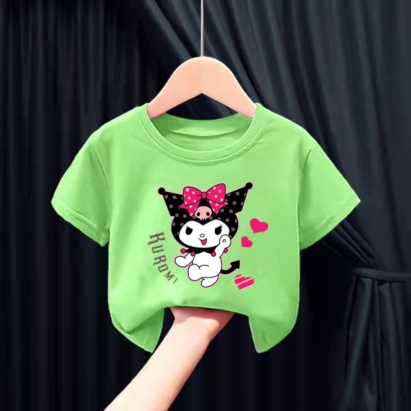 Hoạt Hình Sanrio Kuromi In Hình Ngắn Tay Mùa Hè Bé Gái Bé Trai Áo Thun Ngắn Tay Thường Ngày