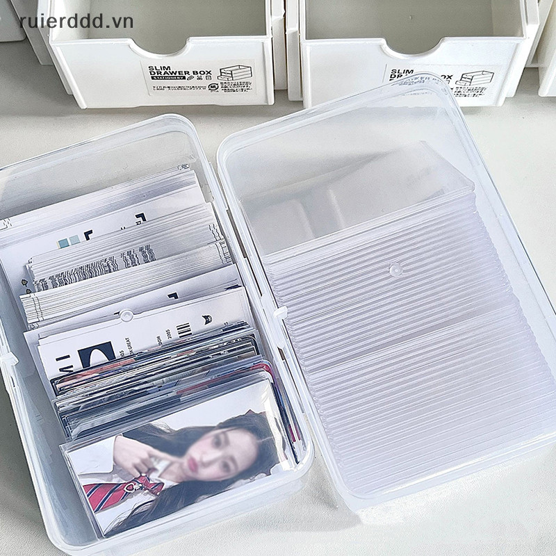 # Mới # Photocards Hộp lưu trữ Nhãn dán trong suốt Hộp đựng thẻ thần tượng Hàn Quốc Hộp lưu trữ để bàn Hộp phân loại Văn phòng phẩm.