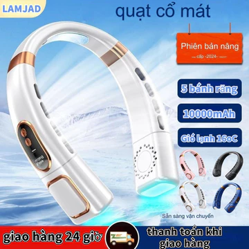 Quạt thể thao đeo cổ đa năng im lặng quạt cổ điện mini hiển thị nguồn pin, quạt điện mini có đèn LED quạt cổ mini