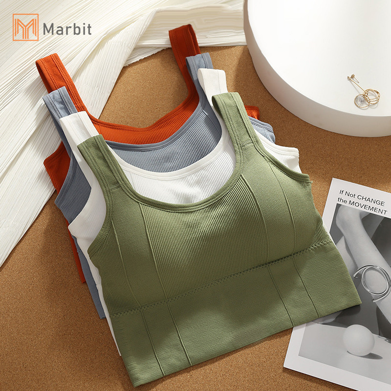 Marbit Nữ Yoga Thể Thao Áo Ngực Thể Dục Liền Mạch Brassiere Hình Chữ U Sâu Hình Lưng Ống Top Không Có Vòng Thép Áo Ngực Phù Hợp Mới