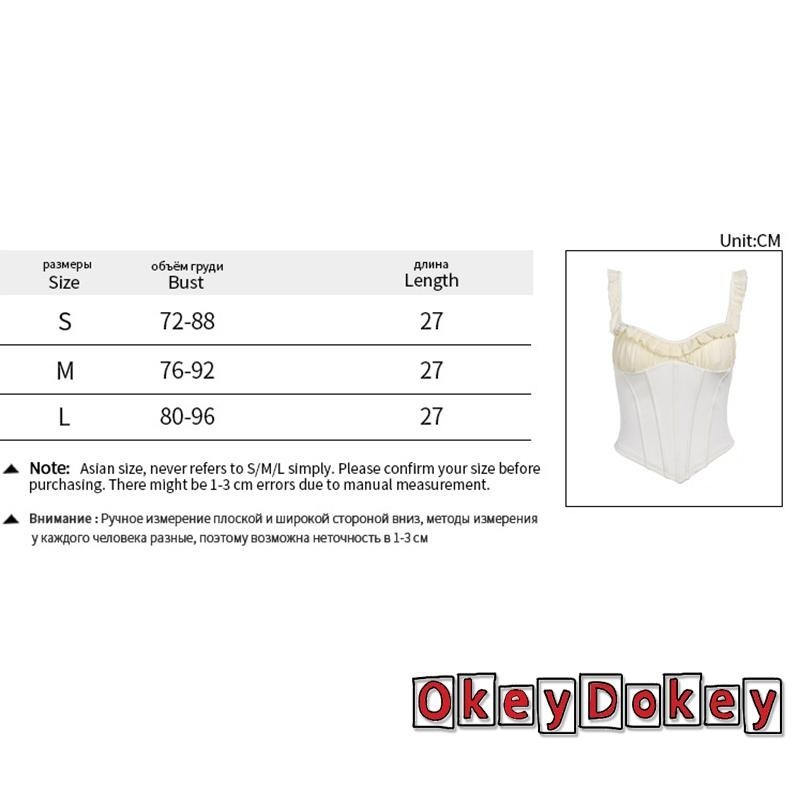 Okdk-nữ Crop Corset Camisole Thường Ngày Mùa Hè Màu Sắc Tương Phản Lưng Ruffle Spaghetti Dây Đeo Áo Bể
