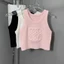 Milyfashion Dập Nổi Phong Cách Mới Chữ Cổ Tròn Không Tay Co Giãn Dệt Kim Sling Mỏng Hơn Nhìn Ba-