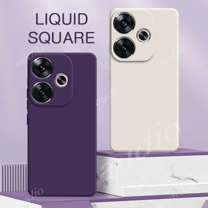 Ốp lưng silicon chính hãng cho Redmi 13 4G/5G 2024, viền vuông, chống sốc, TPU