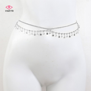 Hwetr Thời Trang Sáng Bóng Kim Cương Giả Eo Dây Xích Dành Cho Nữ Cô Gái Đơn Giản Gợi Cảm Đi Biển Bikini Nhiều Lớp Kim Cương Giả Ngôi Sao sel Cơ Thể Dây Xích Mới