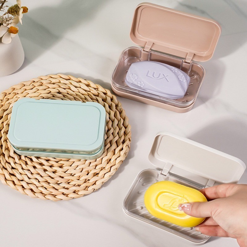 [Đặc sắc] Hộp đựng xà phòng có nắp - Đồ dùng lưu trữ phòng tắm - Hộp đựng bọt biển nhà bếp - Khay thoát nước xà phòng nước hoa - Giá phơi xà phòng giặt - Chống rơi, di động, kháng khuẩn