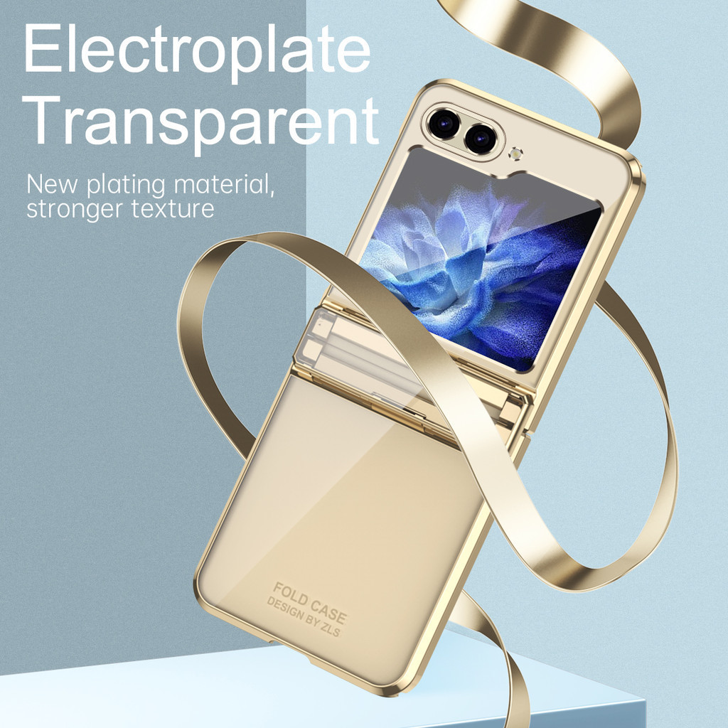 Dành Cho Samsung Galaxy Z Flip 6 Flip 5 Flip 4 Flip 3 5G Vỏ Mạ Điện Trong Suốt Phantom Bản Lề Bảo Vệ Camera Dành Cho Samsung Z Flip3 Flip4 Flip5 Flip6 Case