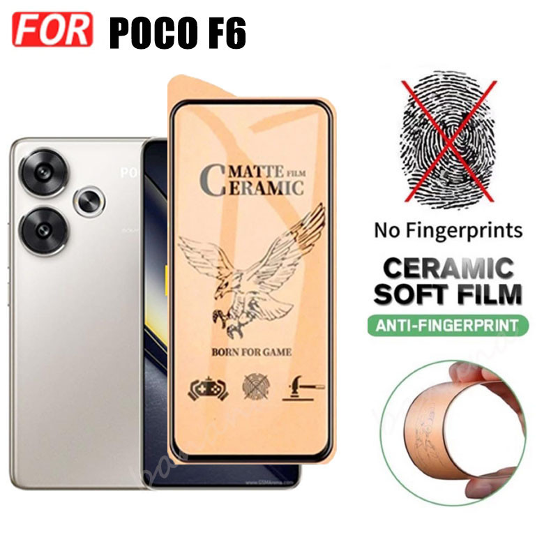 Kính cường lực gốm 3 TRONG 1 Poco F6 5G cho Poco F5 F5 Pro X6 Pro X5 Pro Poc C65 C40 F6 Pro Kính cường lực bảo vệ màn hình và phim mặt sau
