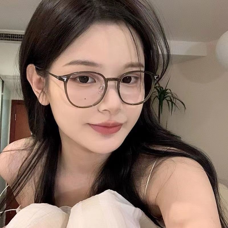 Kính cận thời trang -0.5 đến -5.0 độ, chống ánh sáng xanh, gọng tròn mắt mèo, phong cách Hàn Quốc 1104