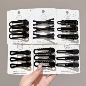 Bộ 3 Bộ Thời Trang Hàn Quốc Mới Đơn Giản Tính Khí Đen Kim Loại Bên Nổ Tóc Cho Nữ