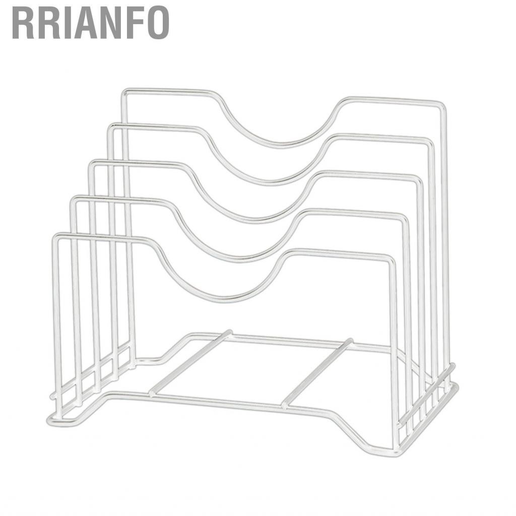 Rrianfo Chopping Board Storage Rack Iron 4 Slots Integrated Pot Lid Holder for Kitchen Countertop