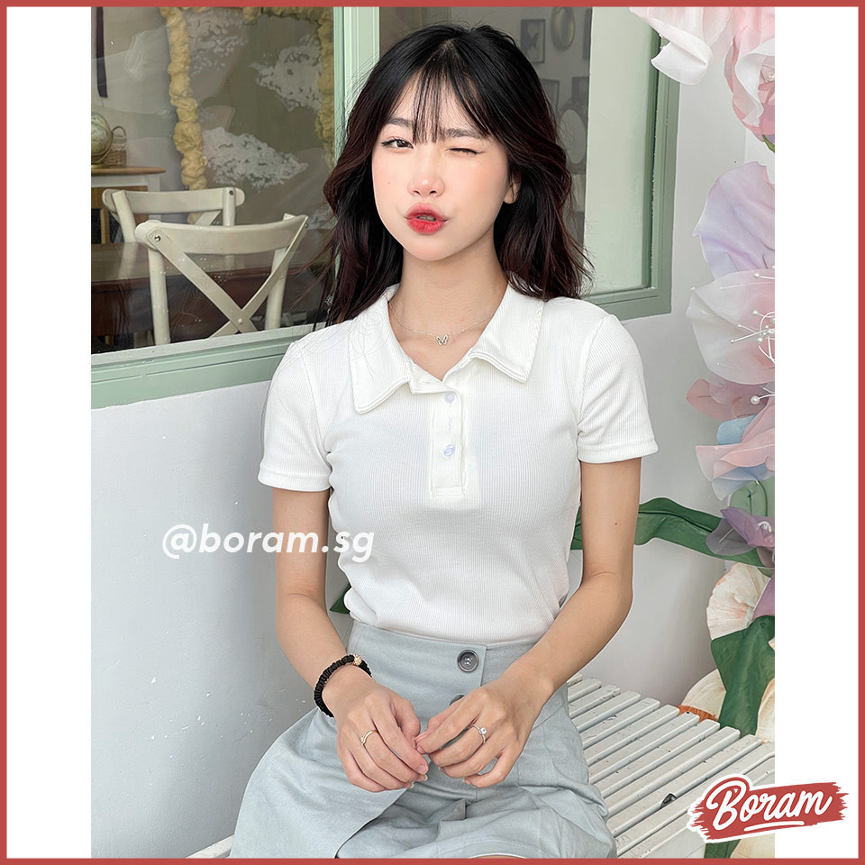 Áo polo nữ, áo thun bo gân có cổ BORAM SG
