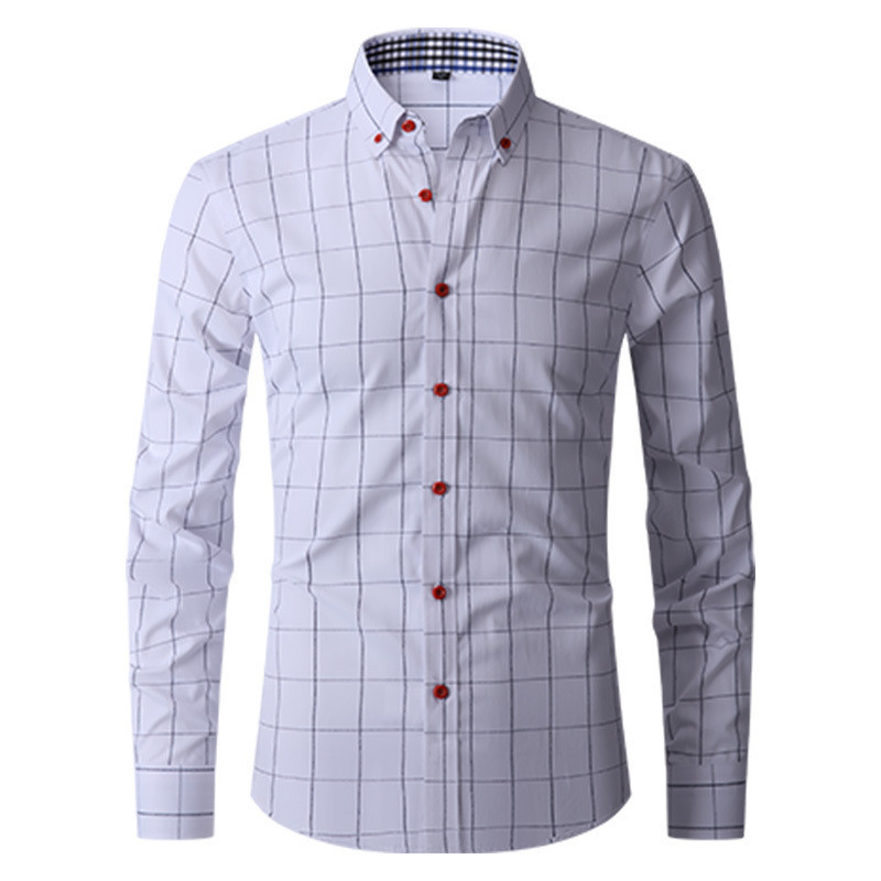 Mới Nam Áo Sơ Mi Dài Tay Áo Sơ Mi Thời Trang Cotton Kiểm Tra Áo Sơ Mi Công Sở Trả Tiền