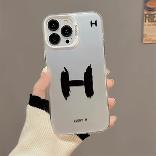 Ốp Điện Thoại Chữ H Thích Hợp Cho Điện Thoại Apple 15promax Mờ Cao Cấp Sáng Tạo 14pro Đơn Giản 13 Ốp Điện Thoại Chống Sốc X