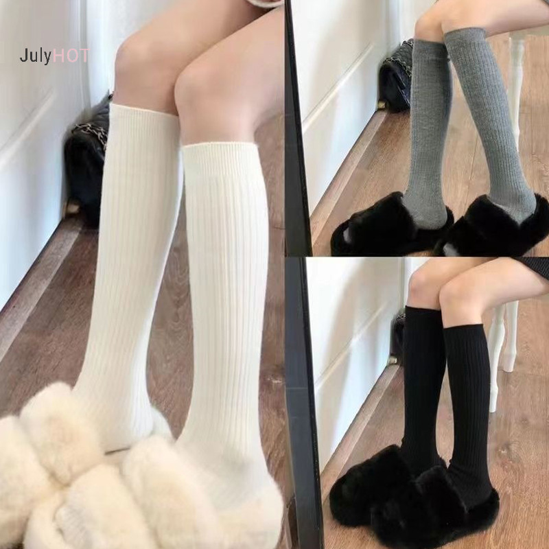 Julyhot 1 Cặp Mùa Đông Màu Trơn Bé Gái Tất Bê Và Ống Dài Tất Dày Chặt Ấm Áp Ôm Tất Chất Liệu Dệt Kim Massivedeals