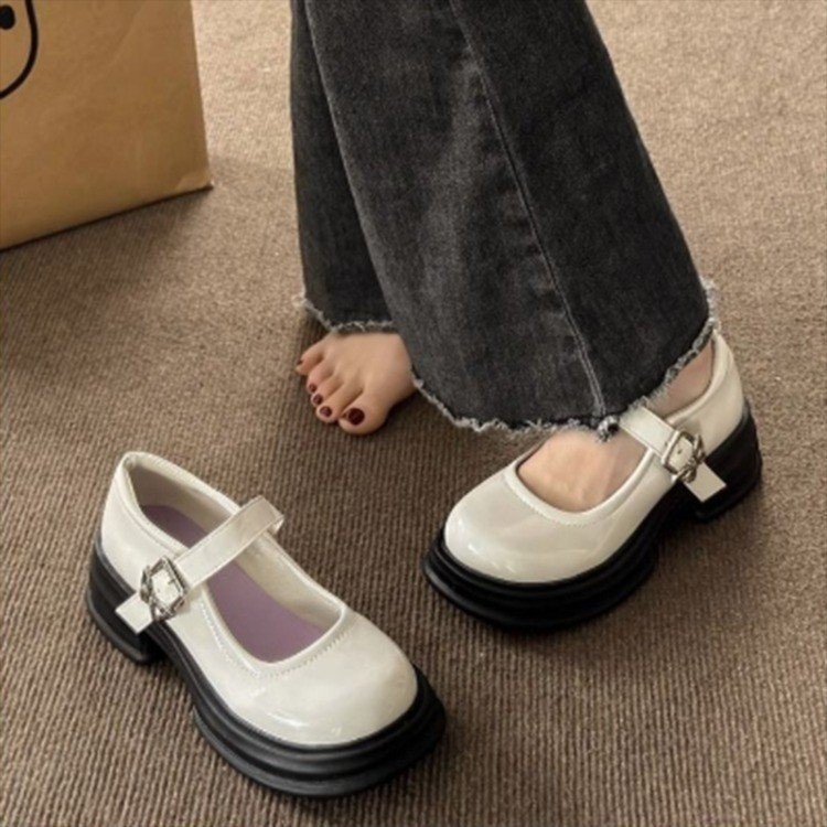 🔥Còn hàng🔥Giày búp bê nữ đế cao 5p,Giày babydoll 5cm Giày công chúa Đế dày, trắng và đen(35-40)