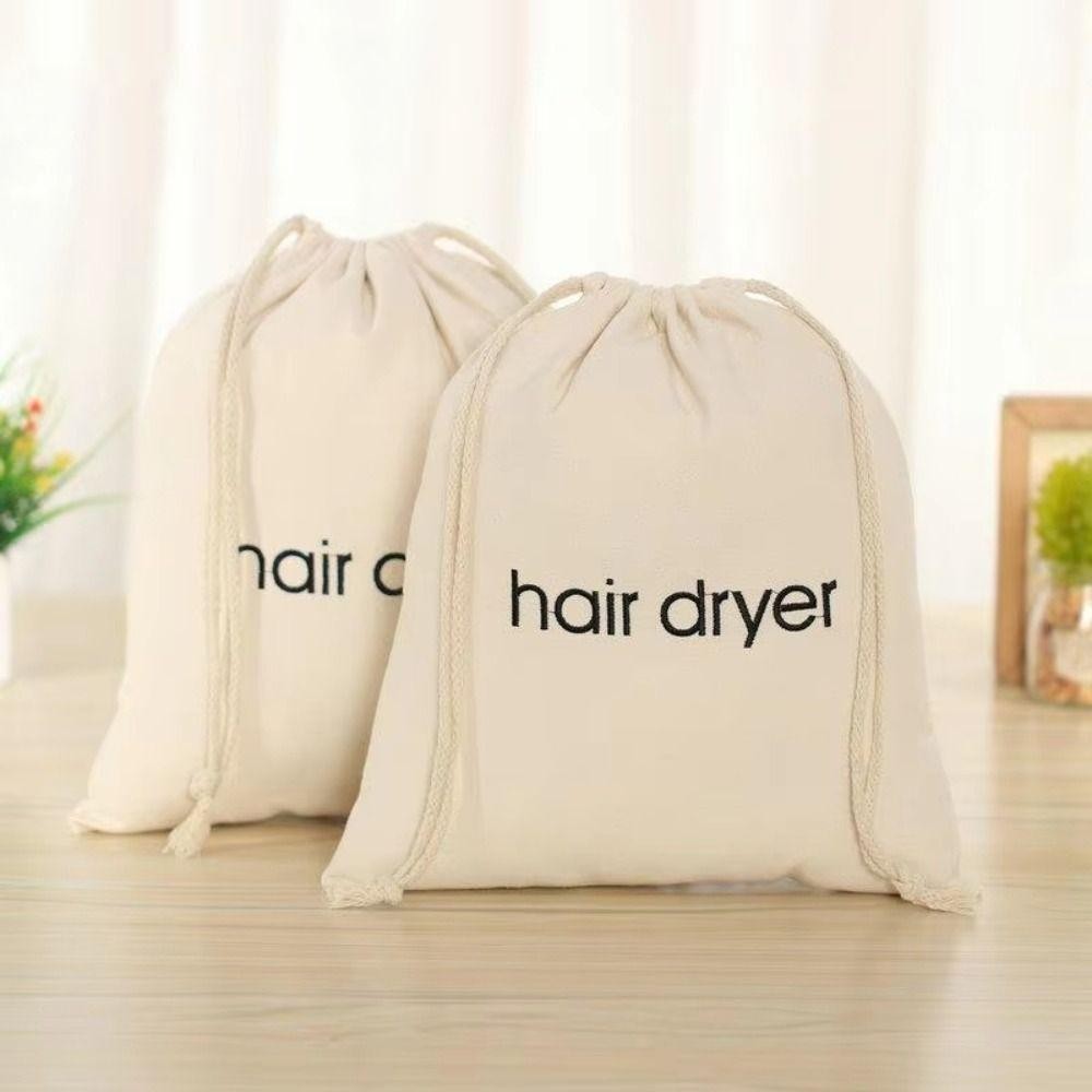 HOBBYIN Túi vải máy sấy tóc HOBBYIN, Máy khuếch tán tóc chống bụi dung tích lớn, Túi lưu trữ dây rút bằng vải Canvas di động