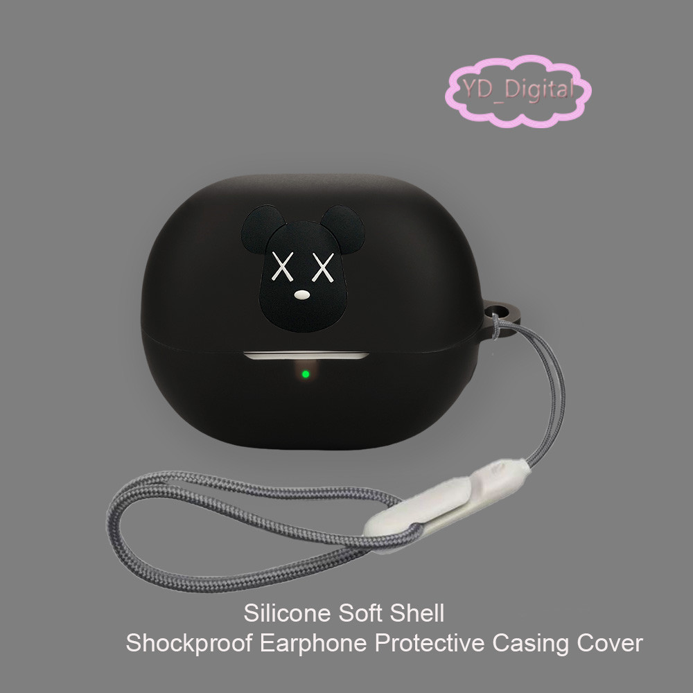 Cho SoundPEATS Air 6 HS Vỏ Tai Nghe Silicon Hoạt Hình Gấu Tai Nghe Vỏ Bảo Vệ Vỏ Mềm Tay Có Nhẫn