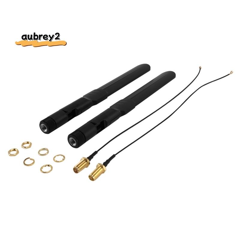 Băng tần kép WiFi 2.4GHz 5GHz 5.8GHz 8DBi RP-SMA Ăng-ten nam & 20cm 8 Inch U.FL sang RP-SMA Cáp đuôi lợn nữ 2 gói