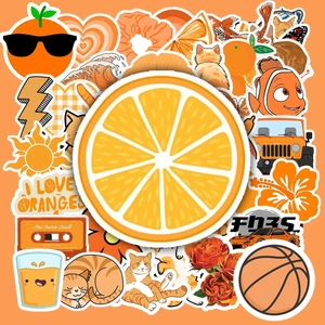 Set 50 Sticker Màu Cam – Chống Nước | Trang Trí Vali, Laptop, Tủ Lạnh