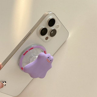 Màu Tím Slicion Hoạt Hình Tròn Từ Tính Giá Đỡ Điện Thoại Cho IPhone 16 15 14 13 12 Pro Max 14 Plus Có Thể Gập Lại Pop Ring Grip Co Giãn Để Bàn Đứng P3