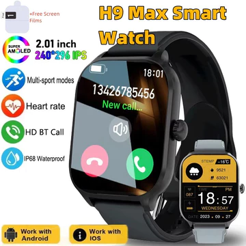Đồng hồ thông minh H9 Max chính hãng Đồng hồ thể thao nữ 2.19 "HD Cuộc gọi Bluetooth Nhịp tim Huyết áp Máy tính Đồng hồ bấm giờ pk h11