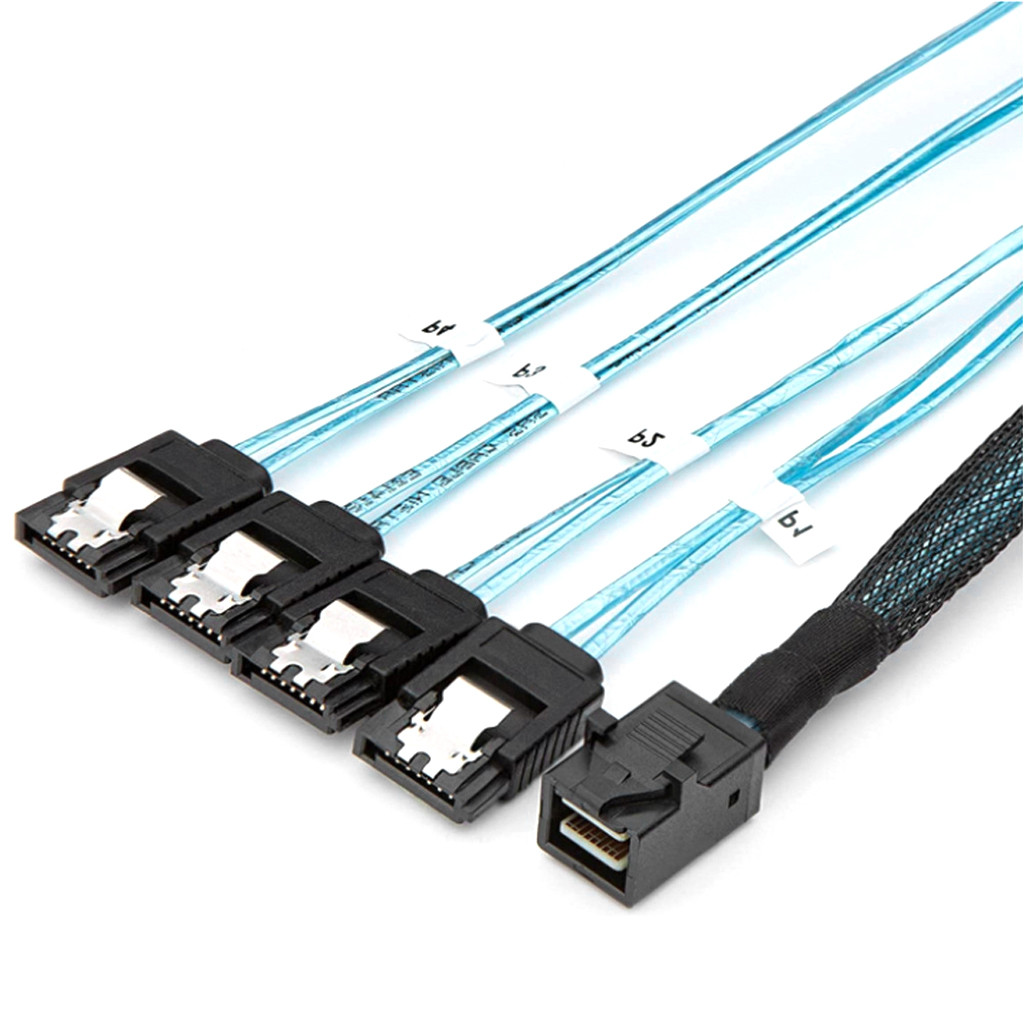 Cáp chuyển đổi JMT HD Mini SAS SFF8643 sang 4xSATA3.0 6Gbp / giây Hỗ trợ ổ cứng SATA I II III 2,5 inch / 3,5 inch