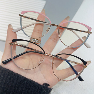 Kính Cận Có Độ Nữ ALOLA Kính Mát Kim Loại Mắt Mèo Đổi Màu Khi Ra Nắng Chống Ánh Sáng Xanh Tia UV