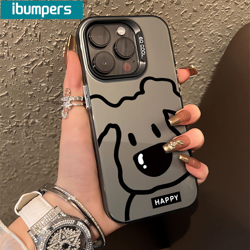 ibumpers Ốp Lưng IPhone Đơn Giản Dễ Thương Họa Tiết Con Chó Con Ốp Điện Thoại IMD Cứng Trơn Chống Bẩn Chống Sốc Cho IPhone 16 15 14 12 13 11 Pro Max