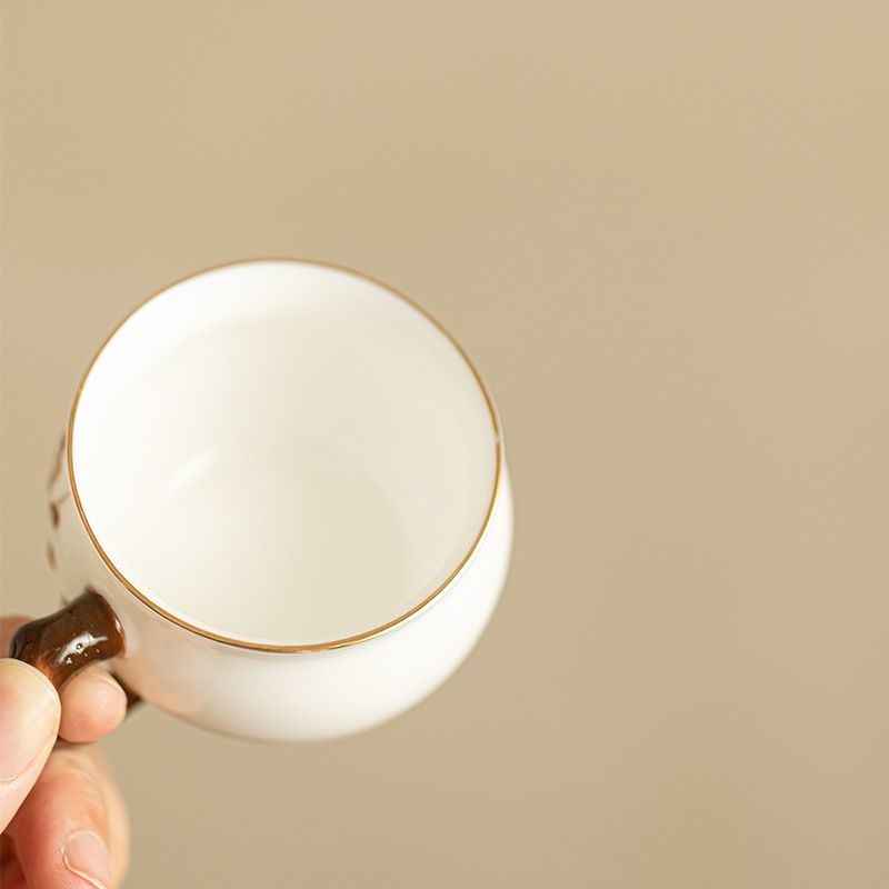 ✨Hoa đính cườm Tay Lanolin Ngọc Sứ Teacup Bộ Trà Gốm Tinh Tế Master Cup Trà Cốc Cà Phê Có Tay Cầm Bộ Trà