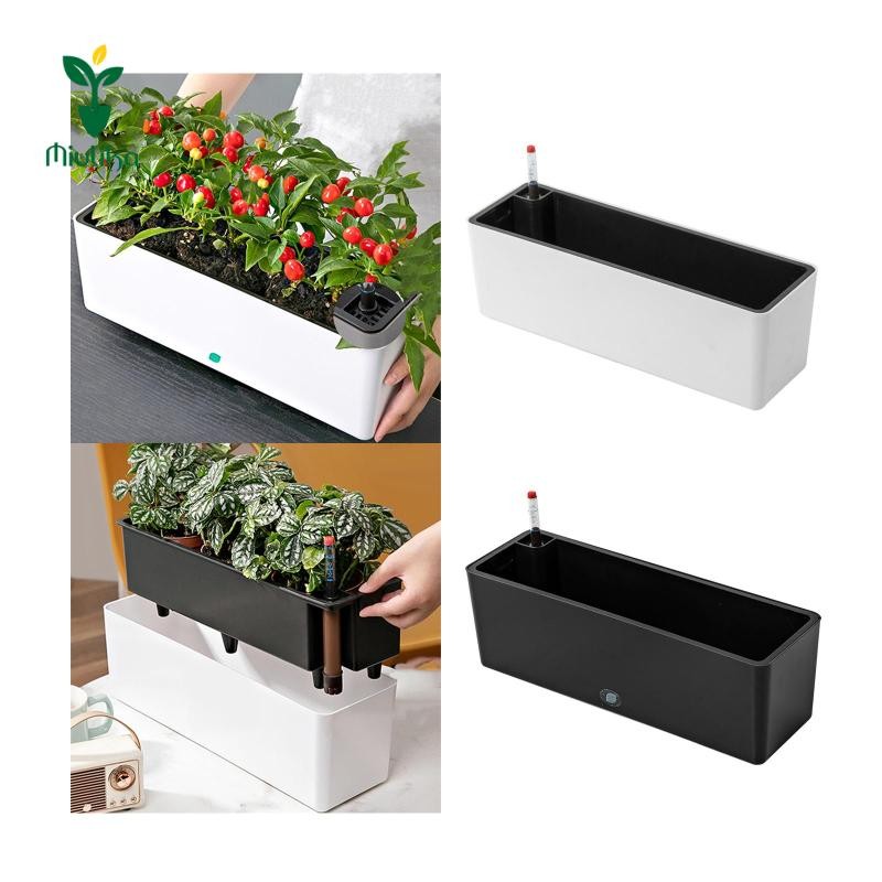 Miulika Hình Chữ Nhật Tự Tưới Cây Chậu Trang Trí Chậu Cây Hai Lớp Hộp Cửa Sổ Cho Cây Trong Nhà