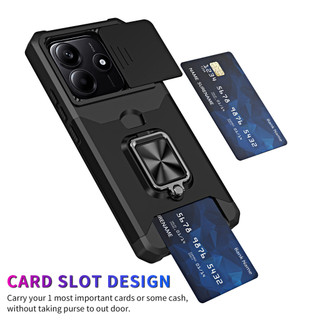 Dành Cho Redmi Note 14 4G / 5G Ốp Lưng Có Trượt Camera Bao Đựng Thẻ Vòng Chân Đế Chịu Lực Bảo Vệ Mỏng Vỏ