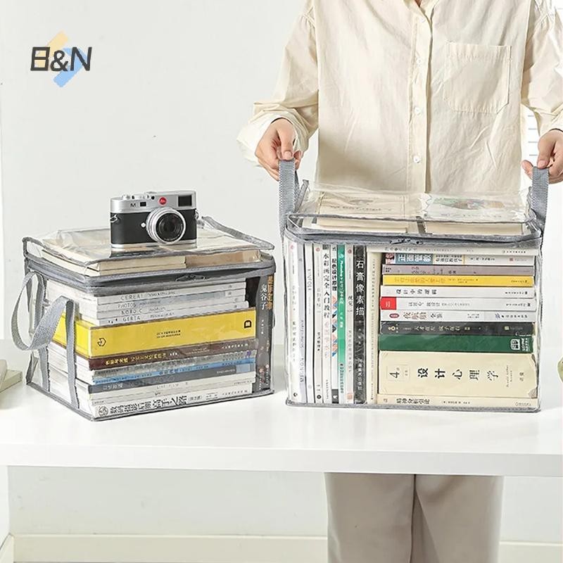 Túi đựng sách B & N Hộp đựng bộ sưu tập trong suốt Hộp đựng có thể xếp chồng lên nhau có tay cầm Hộp đựng chống bụi Túi có thể gập lại.
