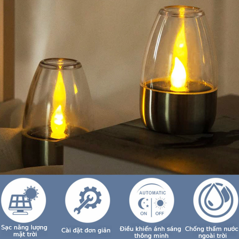 Led Đèn Nến Bằng Thép Không Gỉ Đèn Cầy Điện Tử Mini Chống Thấm Nước Trang Trí Sân Vườn
